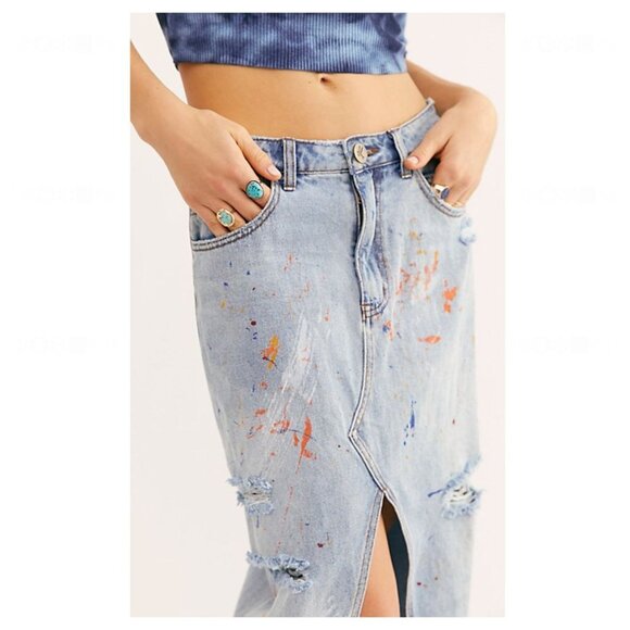 One Teaspoon Rocko Hawaii Denim Maxi Skirt - Picture 3 of 8